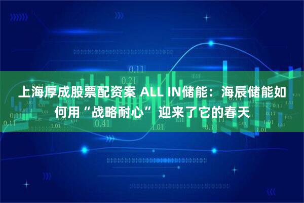 上海厚成股票配资案 ALL IN储能：海辰储能如何用“战略耐心” 迎来了它的春天
